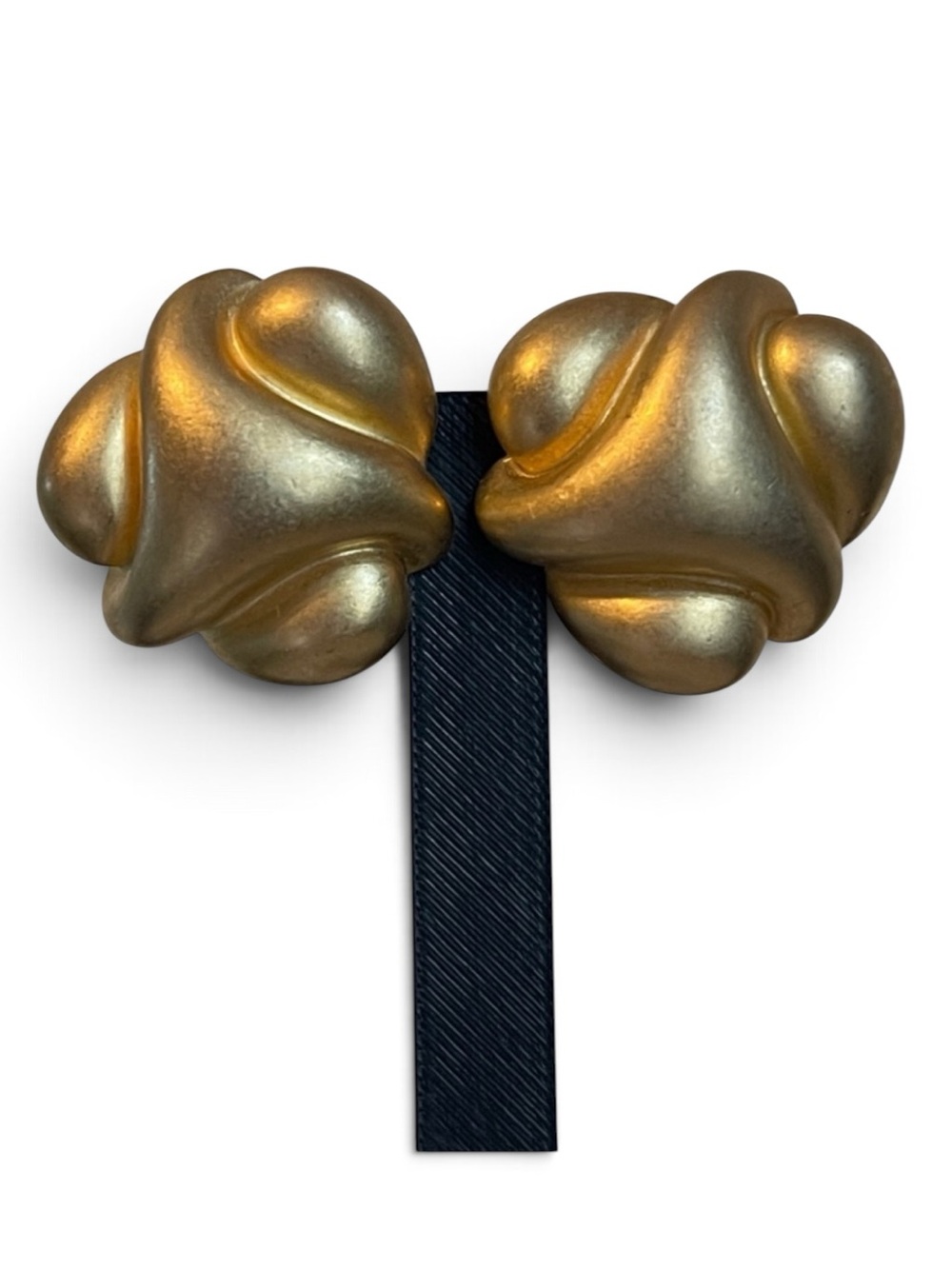 Kenneth Jay Lane Satin Gold Abstract Statement Clip-on Earrings